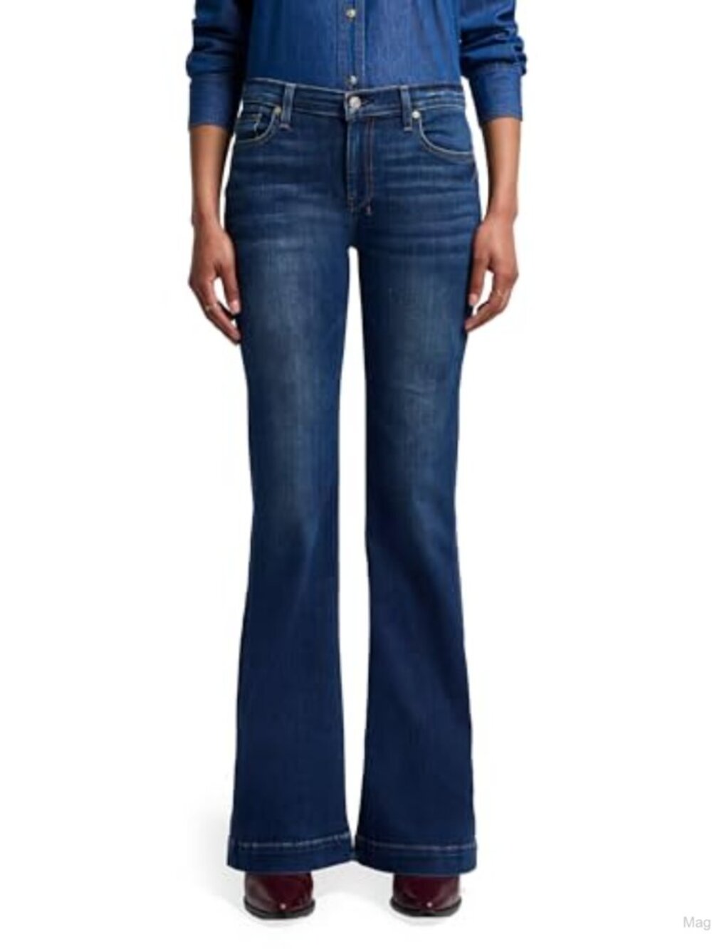 Dojo Stretch Denim Jeans Boot Cut Mid Rise 5 Pocket Zip Fly